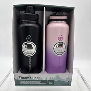 Thermoflask 40oz Stainless Steel Insulated Water Bottles with Straw and Spout